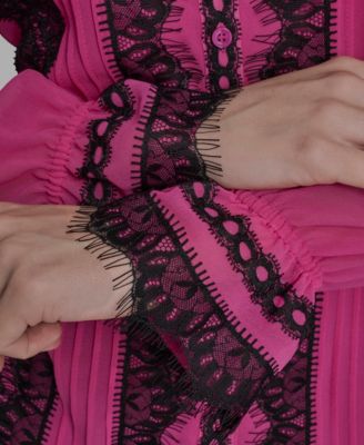 Women's Long Sleeve Contrast Lace Top