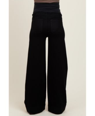 Maternity Black Super Wide Leg Jeans