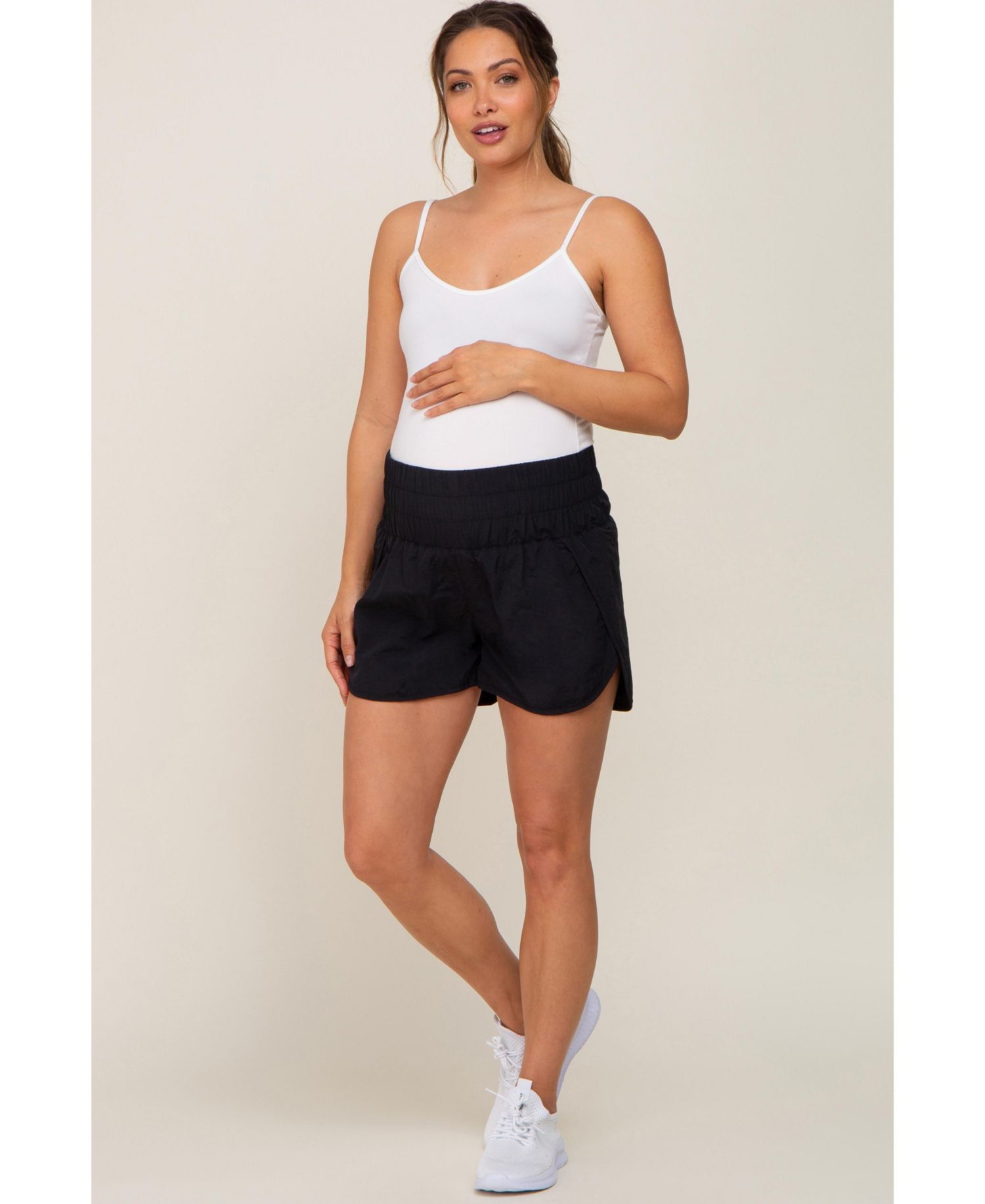 Women's Black Curved Hem Active Shorts