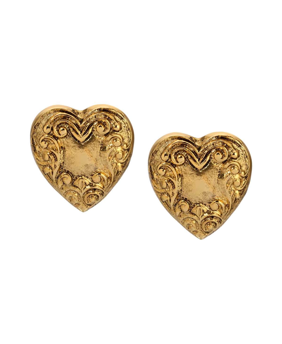 2028 Gold Tone Heart Button Earrings In Yellow
