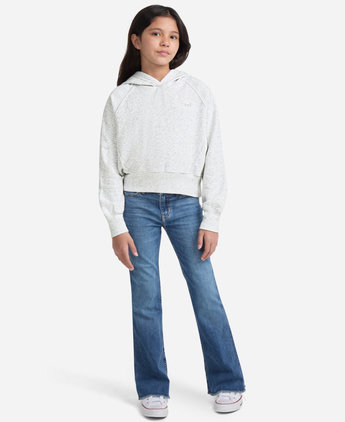 Abercrombie Girls Essential Full-zip Hooded Sweatshirt In White