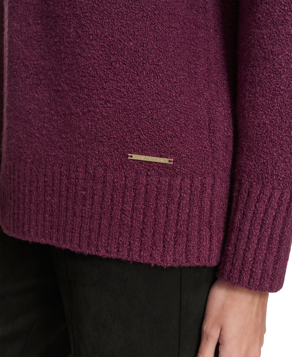 Halston Women's Chunky Boucle Long Sleeves Sweater In Purple