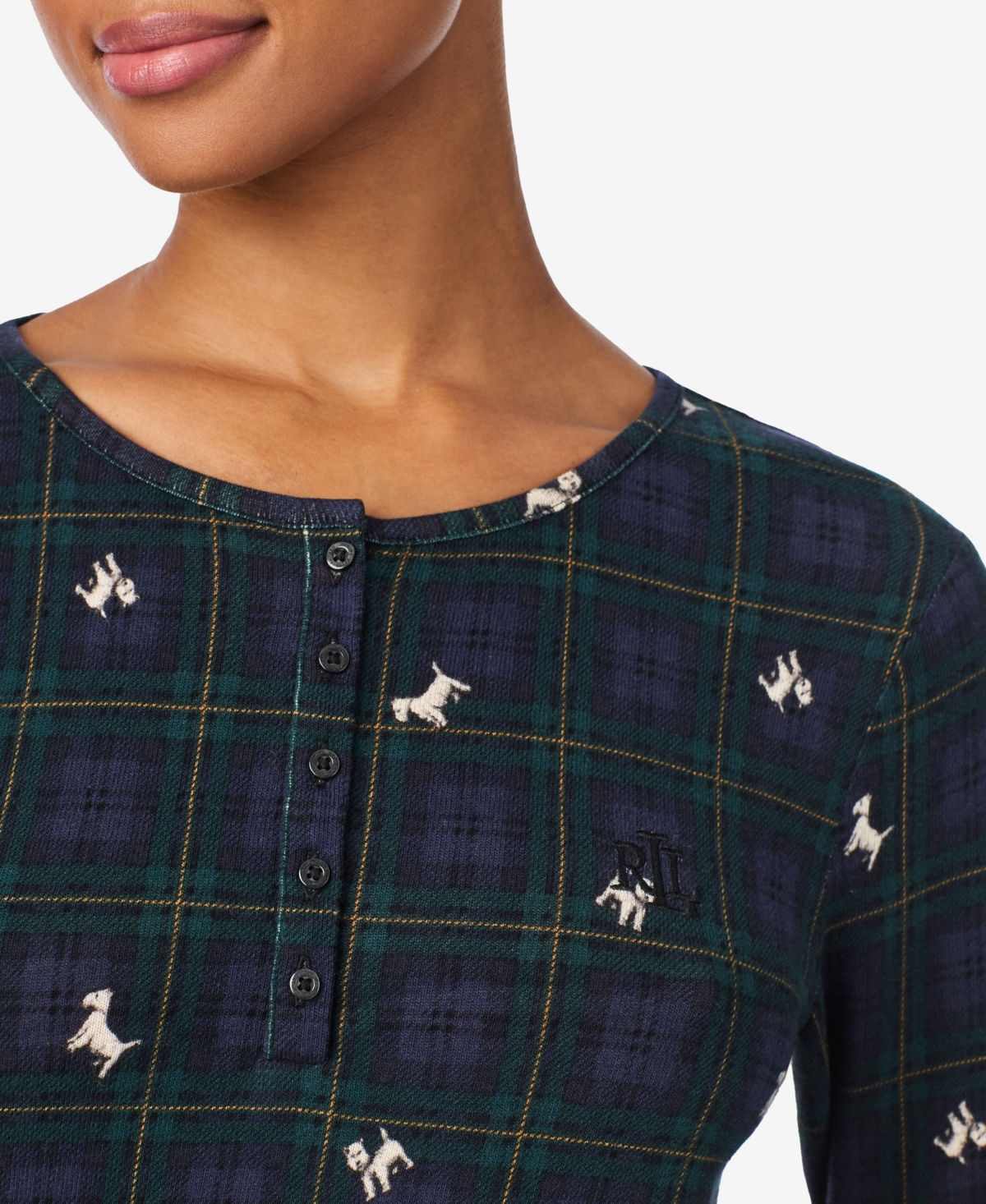 Lauren Ralph Lauren Women's Long Sleeves Henley Jogger Pajama Set