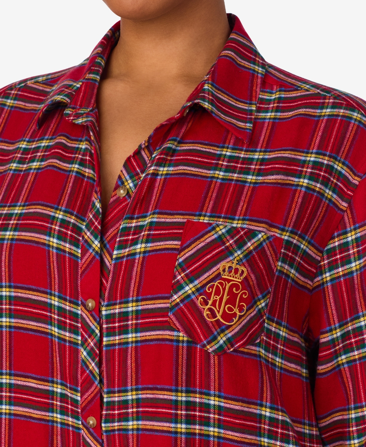 Ralph Lauren Plus Size Long Sleeve Sleepshirt In Red