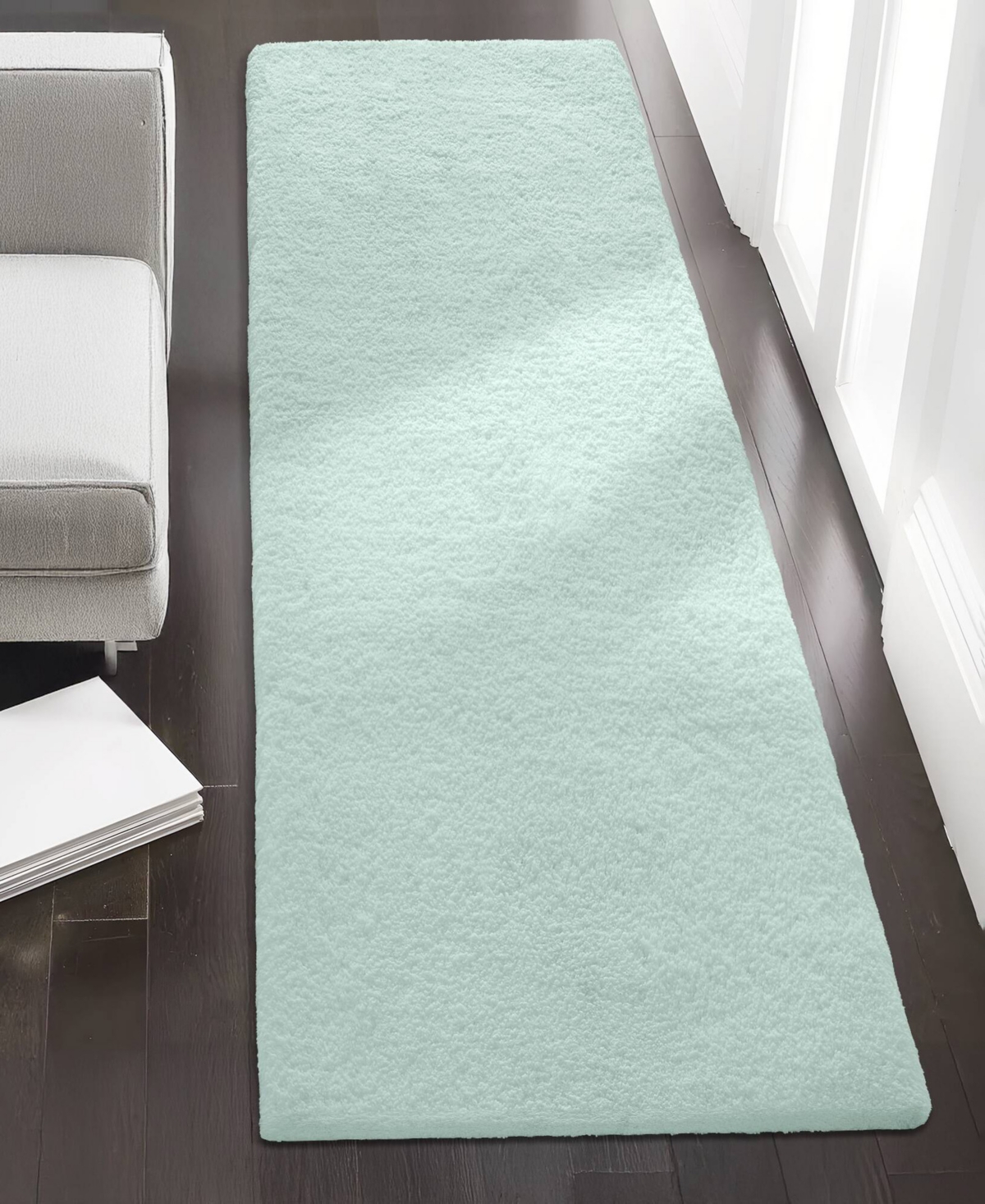 Madison Park Signature Marshmallow Bath Rug, 24" X 72" In Green