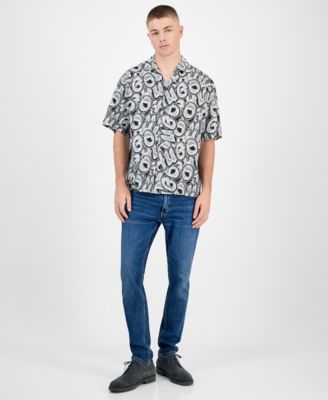 Men's Eligino Short-Sleeve Logo Print Button-Front Camp Shirt