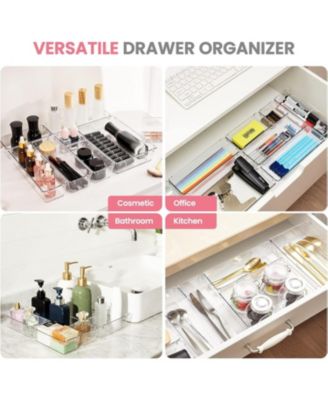 Makeup Drawer Trays 4-Type Clear Drawer Organizers with Silicone Pads