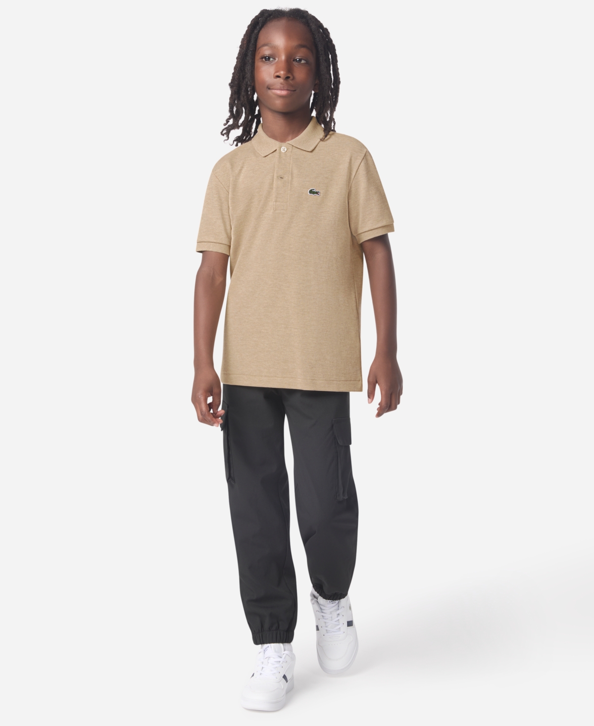 Lacoste Big Boys Cotton Petit Pique Polo Shirt In Burgundy