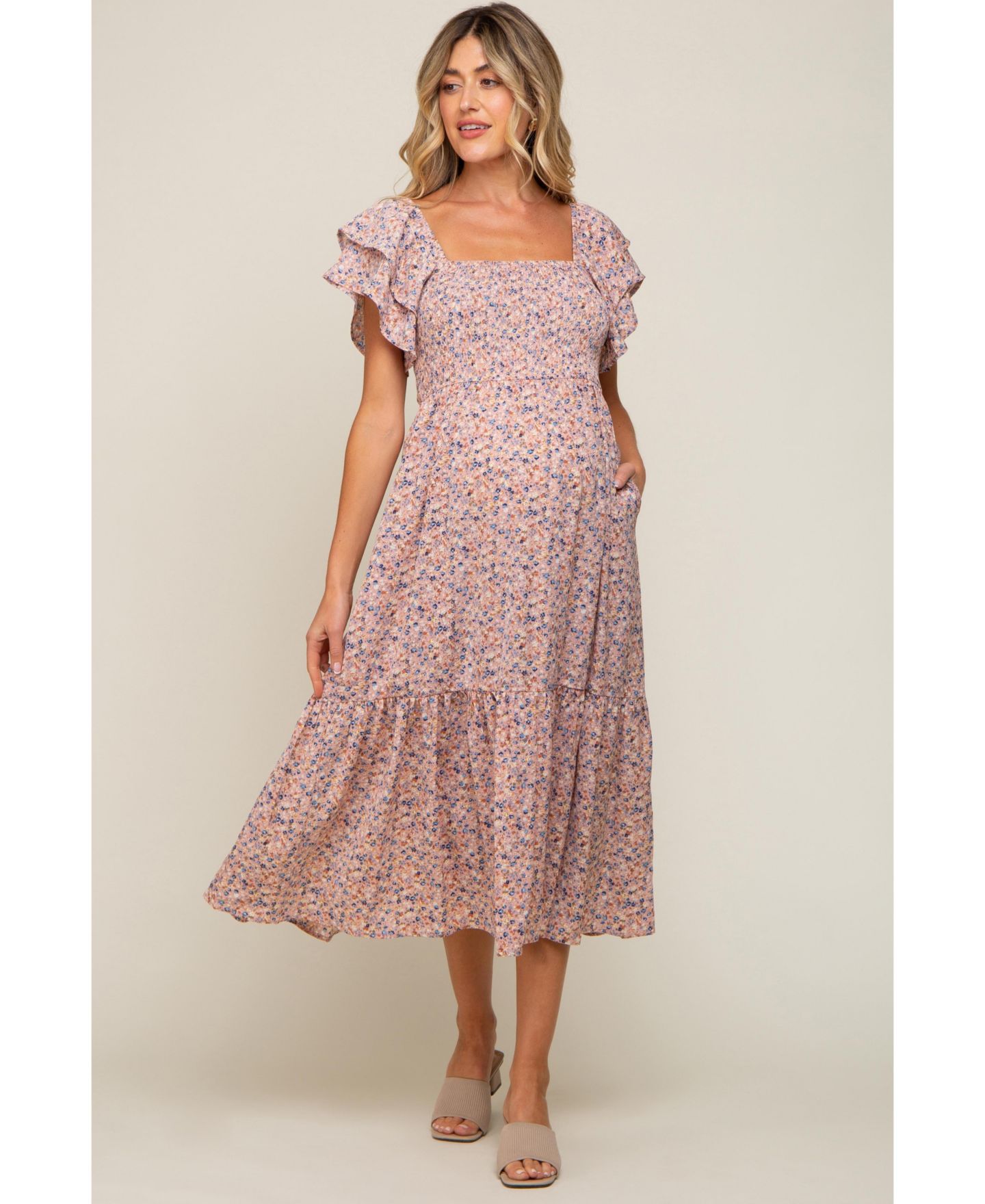 Женское платье Pinkblush Light Pink Floral Flutter Midi, цвет: Светлый розовый — фото 1