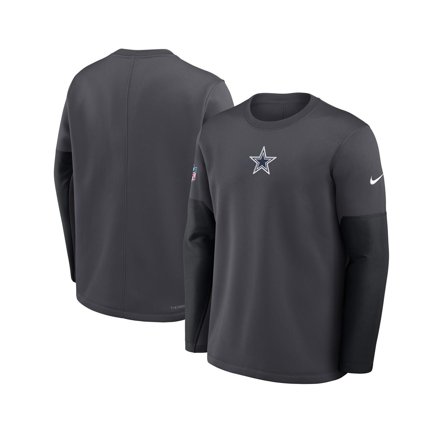 Men's Anthracite Dallas Cowboys Sideline Coach Therma-FIT Long Sleeve T-Shirt