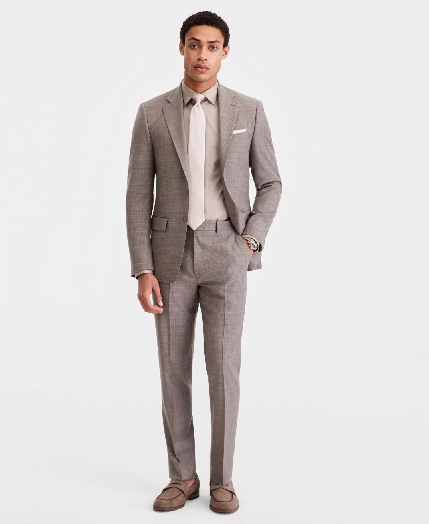 Men's Slim-Fit Wool-Blend Plaid Suit Separates