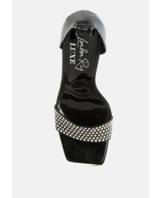 Womens Hashira AB Rhinestone Studded Lace-Up Fantasy Heels