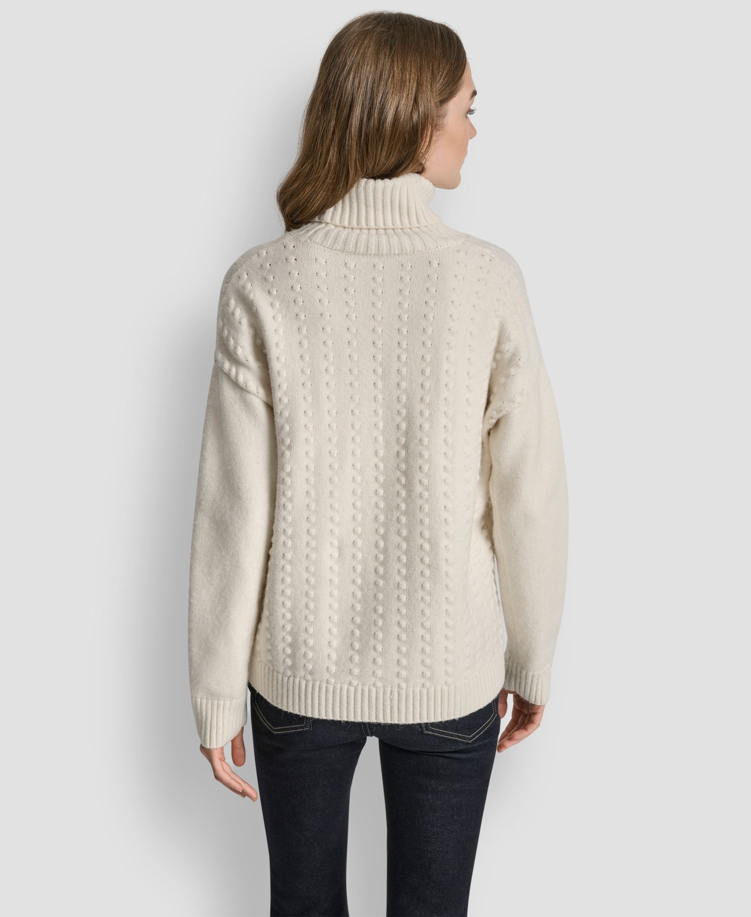 Women's Turtle Neck Bobble Stitch Long Sleeve Sweater