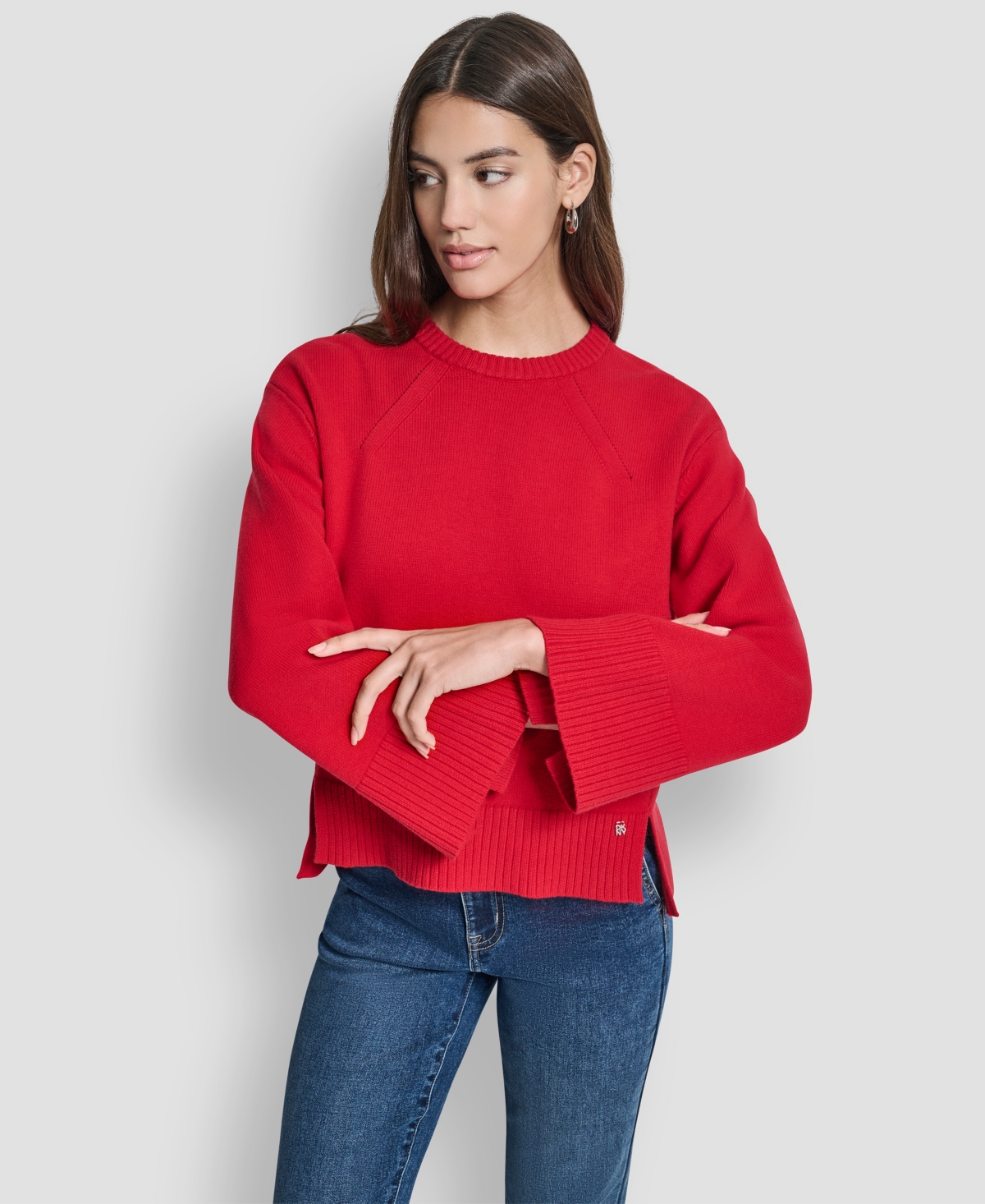 Dkny Jeans Women's High Low Hem Sweater In Red