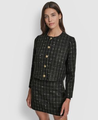 Women's Cropped Front Pockets Long Sleeve Jacket