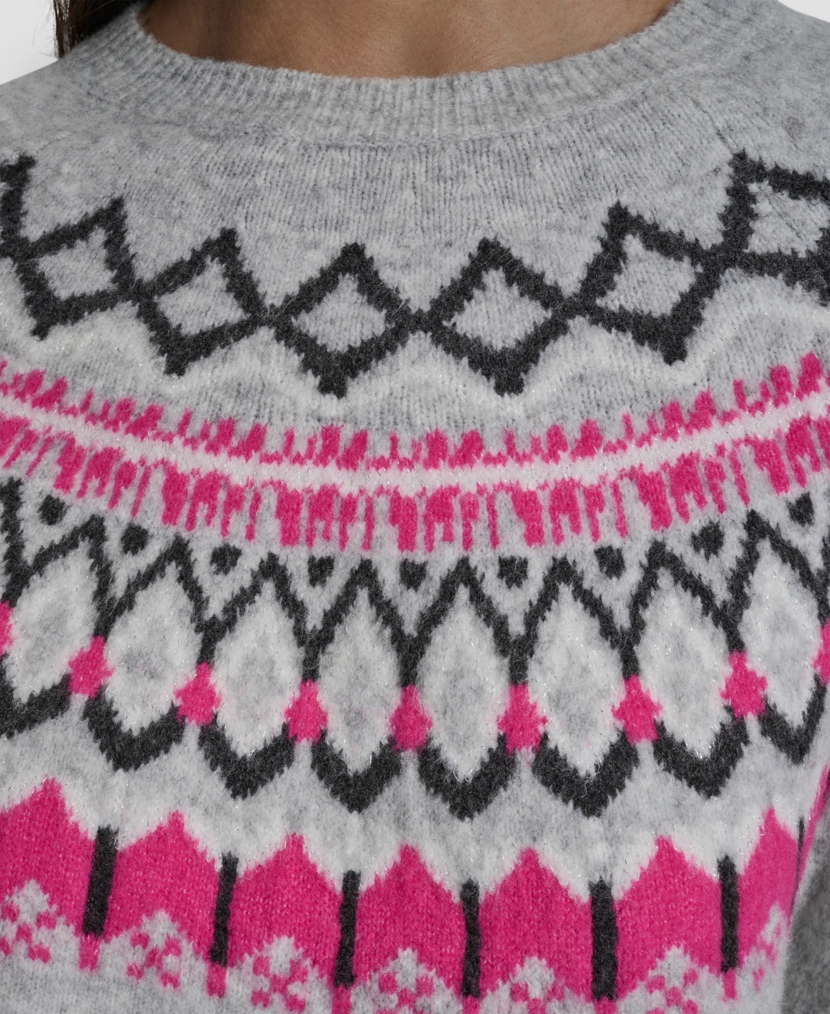 Dkny Jeans Women's Fair Isle Crewneck Raglan Sweater In White