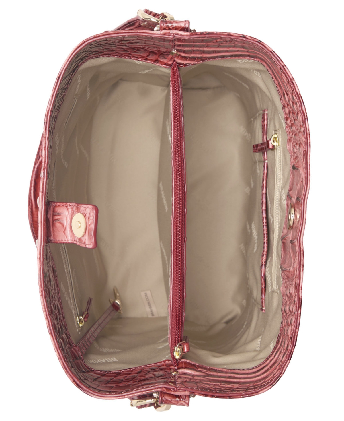 Brahmin Celina Leather Bucket Bag In Red