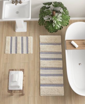 Asher Woven Texture Stripe Bath Rug, 22" x 58"