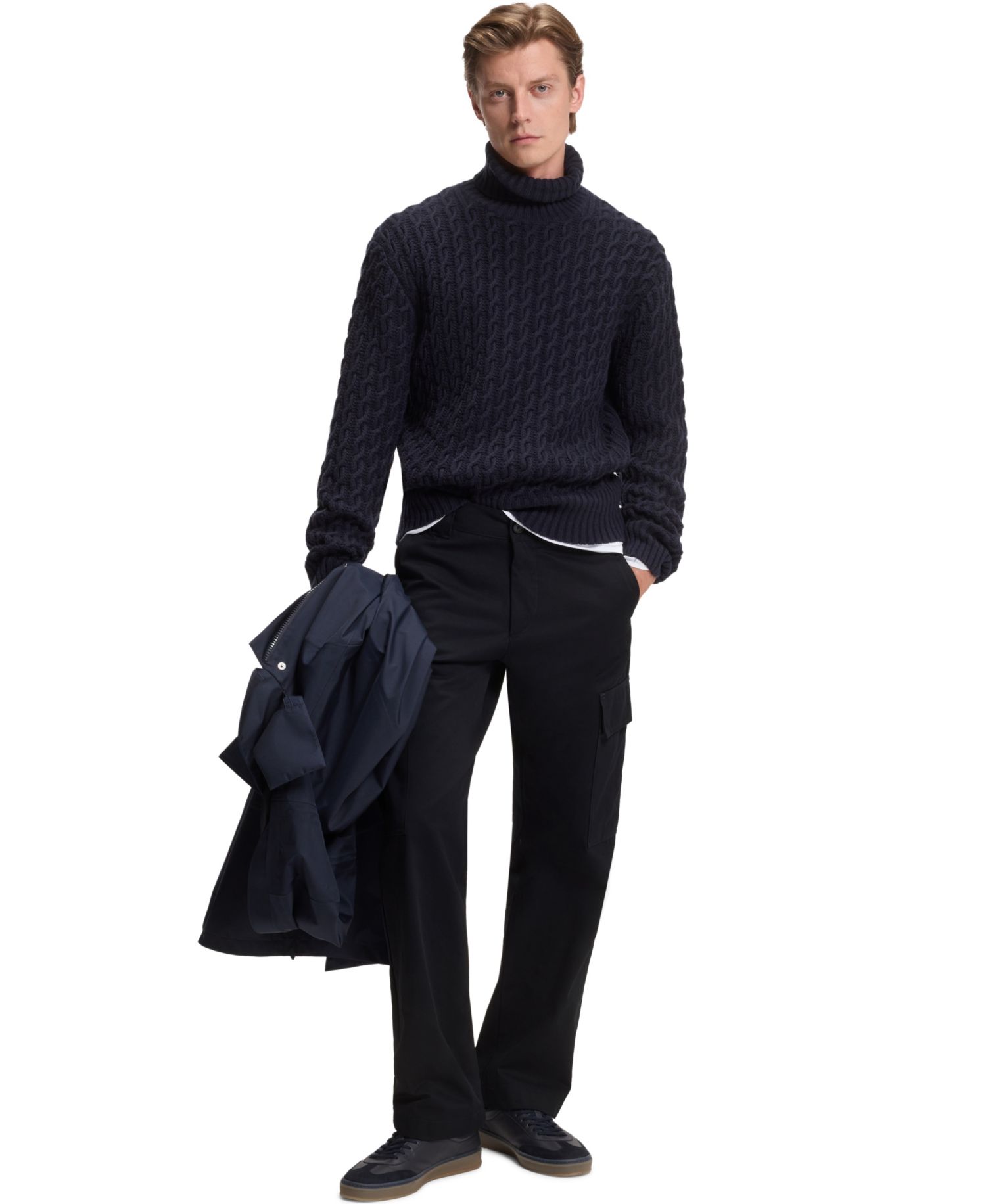 BECKHAM x BOSS Men's Micro-Patterned Cotton Cargo Pants