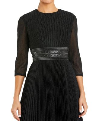 Women's Shimmering 3/4 Sleeve A-Line Midi Dress