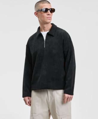 Mode of One - Men's Relaxed Fit Plush Long Sleeve Quarter-Zip Pullover