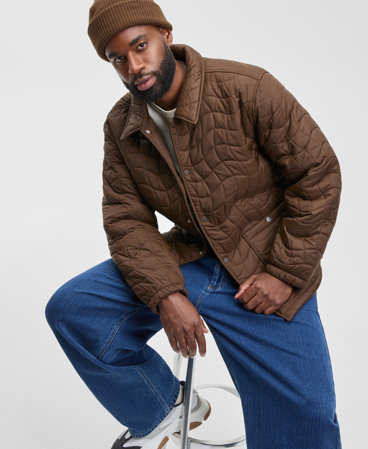 Mode of One Men's Quilted Cozy Snap-Front Jacket, Macy's Exclusive