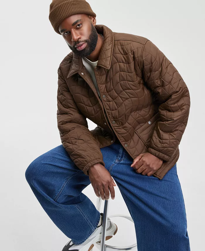 Men's Quilted Cozy Snap-Front Jacket - thumbnail 3