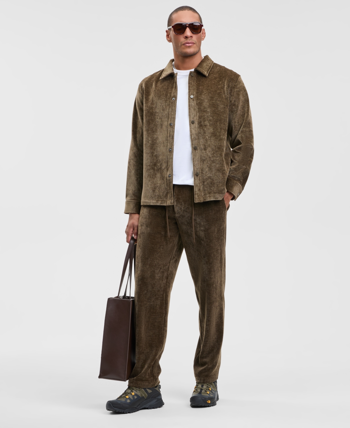 Mode Of One Men's Relaxed Fit Snap Front Soft Overshirt, Macy's Exclusive In Green