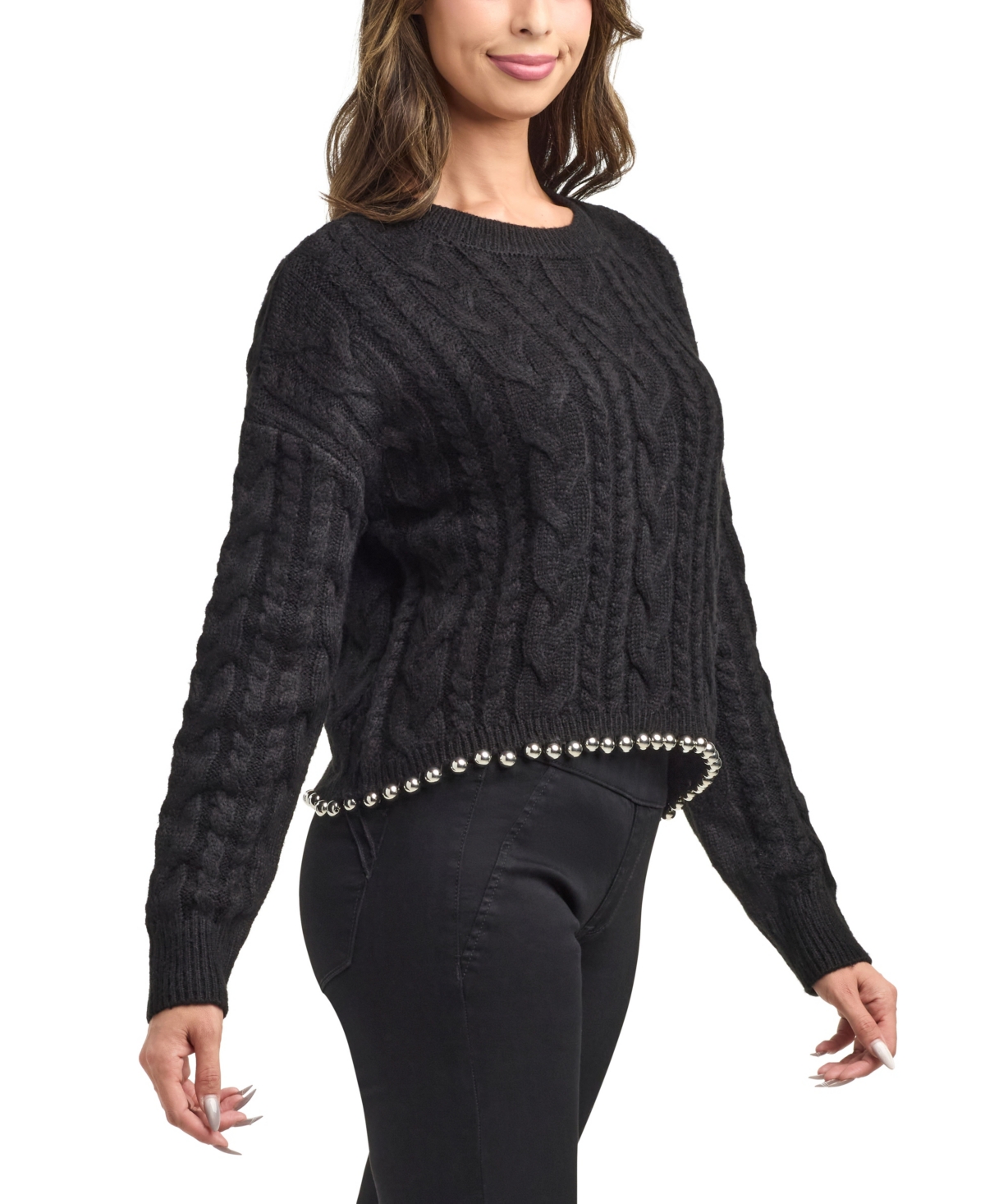 Bcx Women's Crew Neck Pull-on Sweater In Black