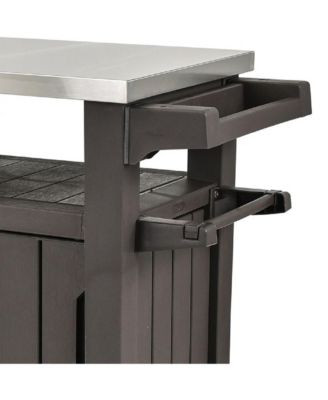 Unity XL Outdoor Kitchen Rolling Bar Cart with Storage Cabinet, Brown