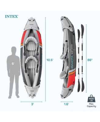 Dakota K2 2 Person Vinyl Inflatable Kayak and Accessory Kit w/ Oars & Pump