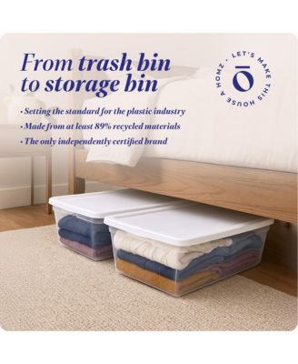 Snaplock 41 Qt Stackable Plastic Storage Container w/Latching Lid (2 Pack