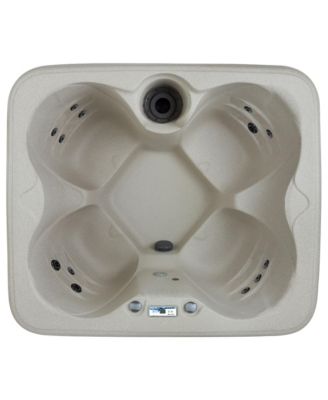 LS100 Sand 4 Person Plug and Play Square Hot Tub Spa with Black Cover