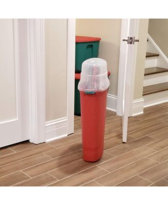 30-Inch Vertical Gift Wrap Storage Container Box, Red, Clear Lid (2 Pack