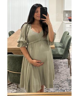 Maternity Burgundy Brushed Knit Wrap Fitted Maternity/Nursing Dress