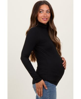 Maternity Brushed Knit Basic Turtleneck Top