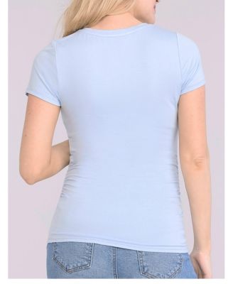 Maternity V-Neck Side-Ruched Short Sleeve Tee - Motherhood