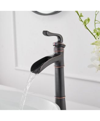 Waterfall Single Hole Single-Handle Vessel Bathroom Faucet with Pop-up Drain Assembly