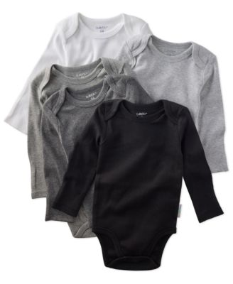 Baby Boys' and Girls' Cotton Long-Sleeve Bodysuits, 5-Pack Set