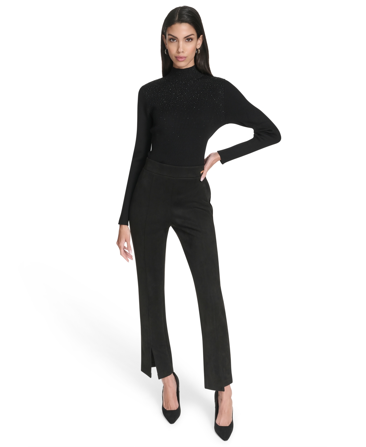 Halston Women's Mid Rise Pleated Trousers In Black