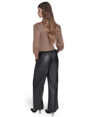 Women's Wide Leg Faux Leather Pants