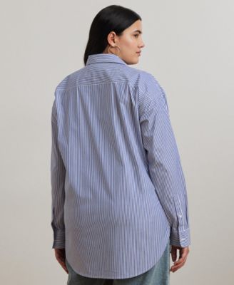 Plus Size Striped Stretch Cotton Shirt