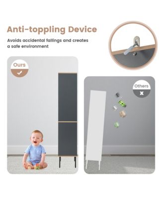 Tall Bathroom Storage Cabinet Freestanding Narrow Linen Tower w/ Doors & Drawer