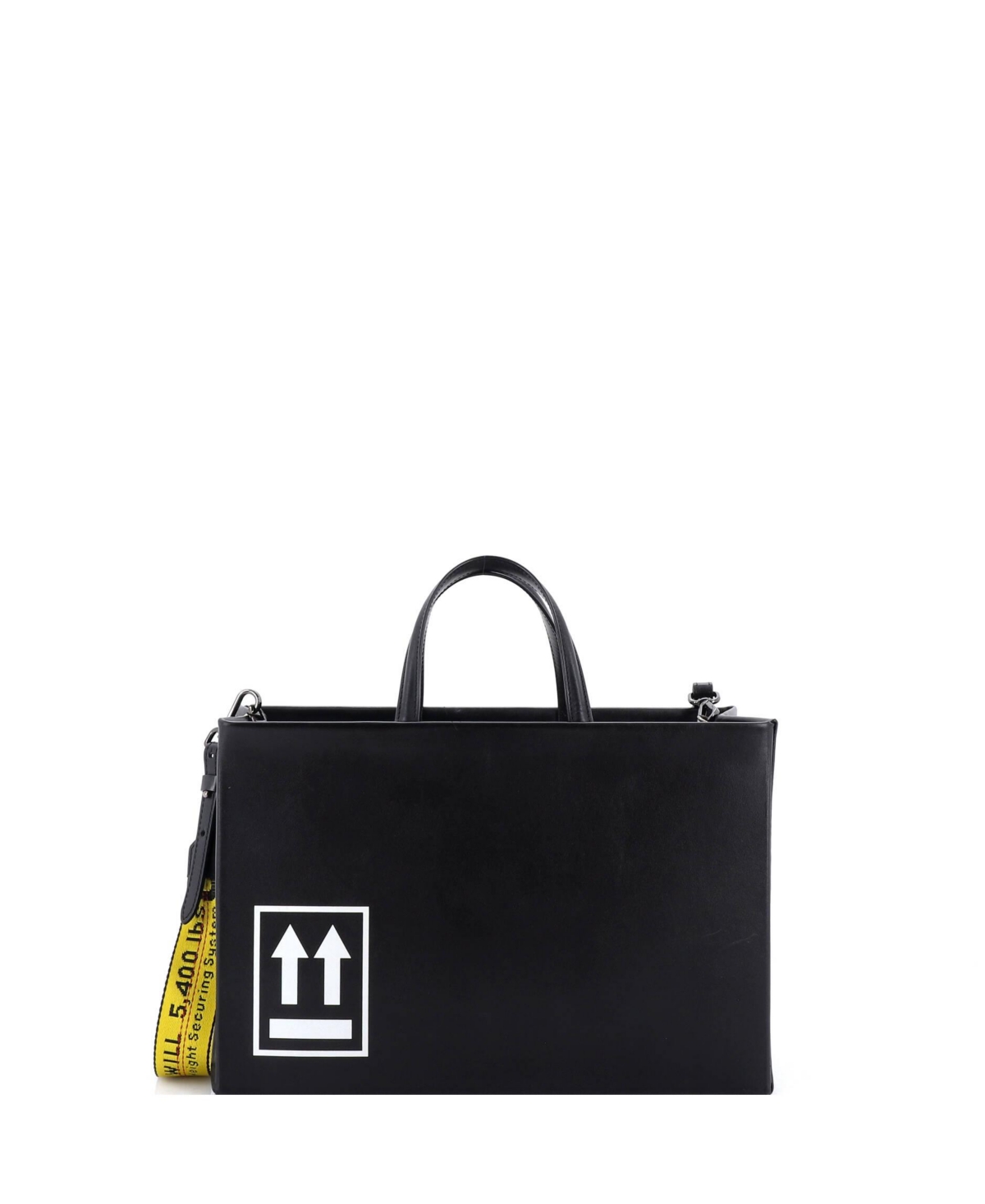 Pre-Owned Off White Medium Box Tote Printed Leather