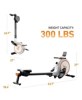 Adjustable 32-Level Magnetic Resistance Long Slide Rail Smart Rowing Machine with PitPat App