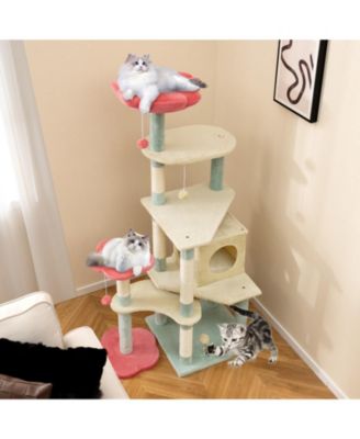Flower Cat Tree w/Cosy Condo Sisal Scratching Posts Padded Flower-shaped Perch