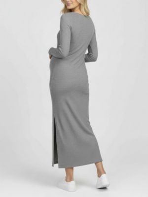 Maternity Square Neck Rib Knit Long Sleeve Bodycon Maxi Dress - Motherhood