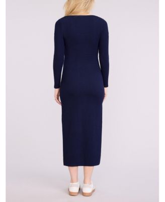 Maternity Square Neck Rib Knit Long Sleeve Bodycon Maxi Dress - Motherhood