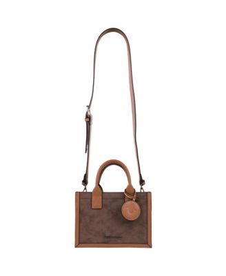 Suede PU Box Tote with Logo Tag