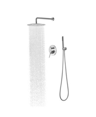 Wall Mounted High Pressure Shower Faucet Set with Stainless Steel Rain Shower Head and Handheld Spray